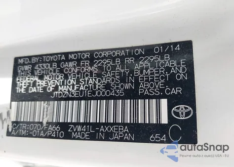 2014 Toyota Prius V из США, поврежденный, VIN JTDZN3EU1EJ000435